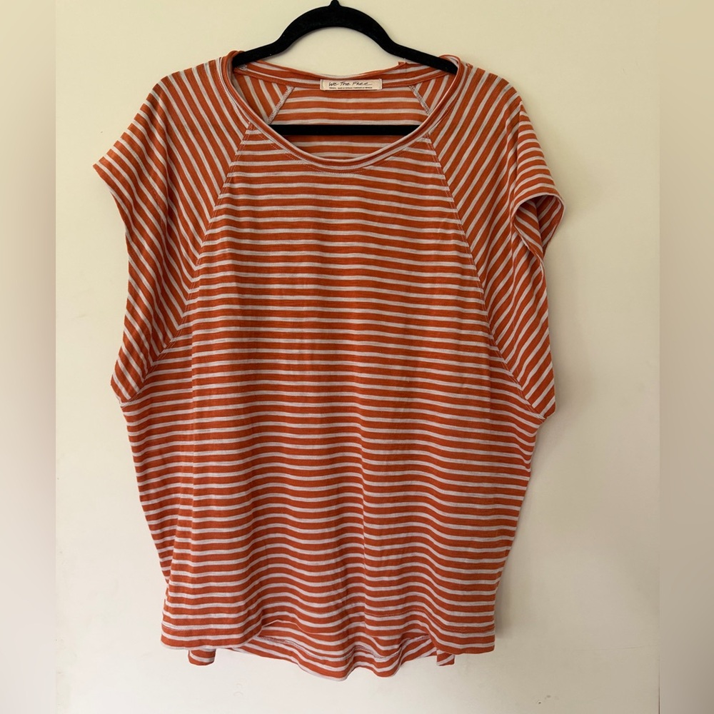 We The Free Orange and White Striped Tee